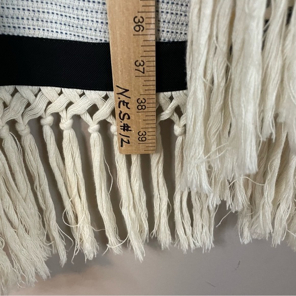 Maje blue open front duster jacket with fringe size 1 - Picture 5 of 14